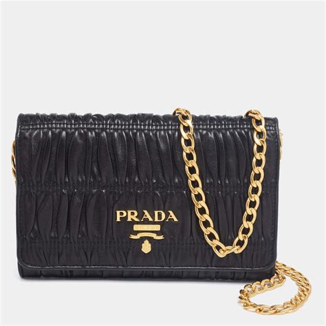 prada nappa gaufre long flap wallet|PRADA Nappa Gaufre Wallet On Chain Black .